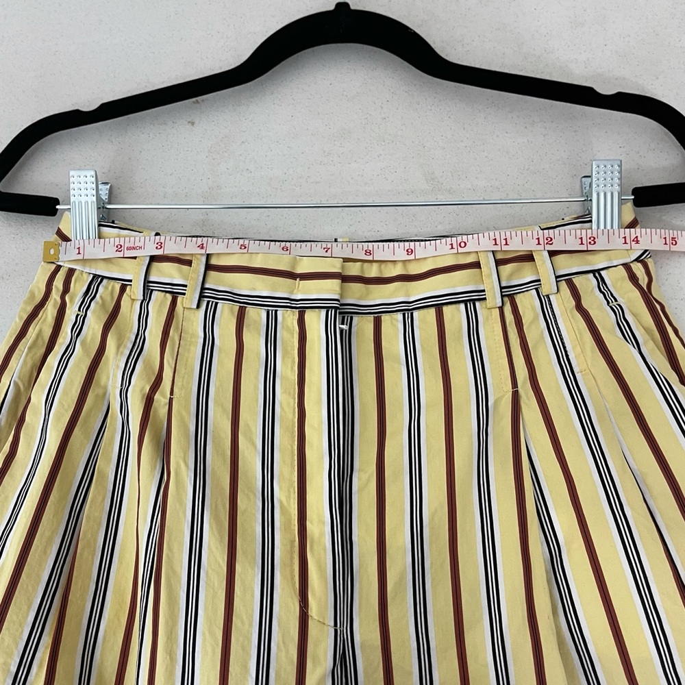 Jil Sander Yellow Striped Wide Leg Pleated Pants - Picture 8 of 10